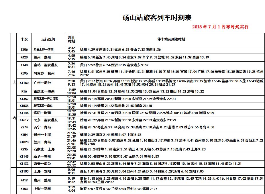 砀山最新列车时刻表全面解析